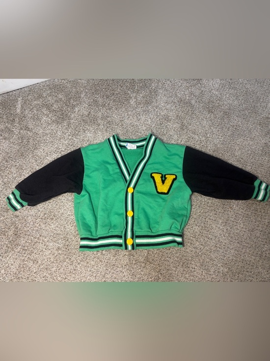 Other - Vintage Baby Varsity Jackrt Green & Black Varsity Emblem Kids Cardigan Jacket 18